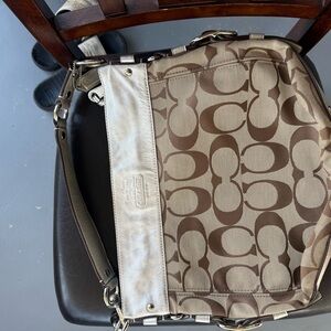 Coach Brown and Cream Shoulder Bag